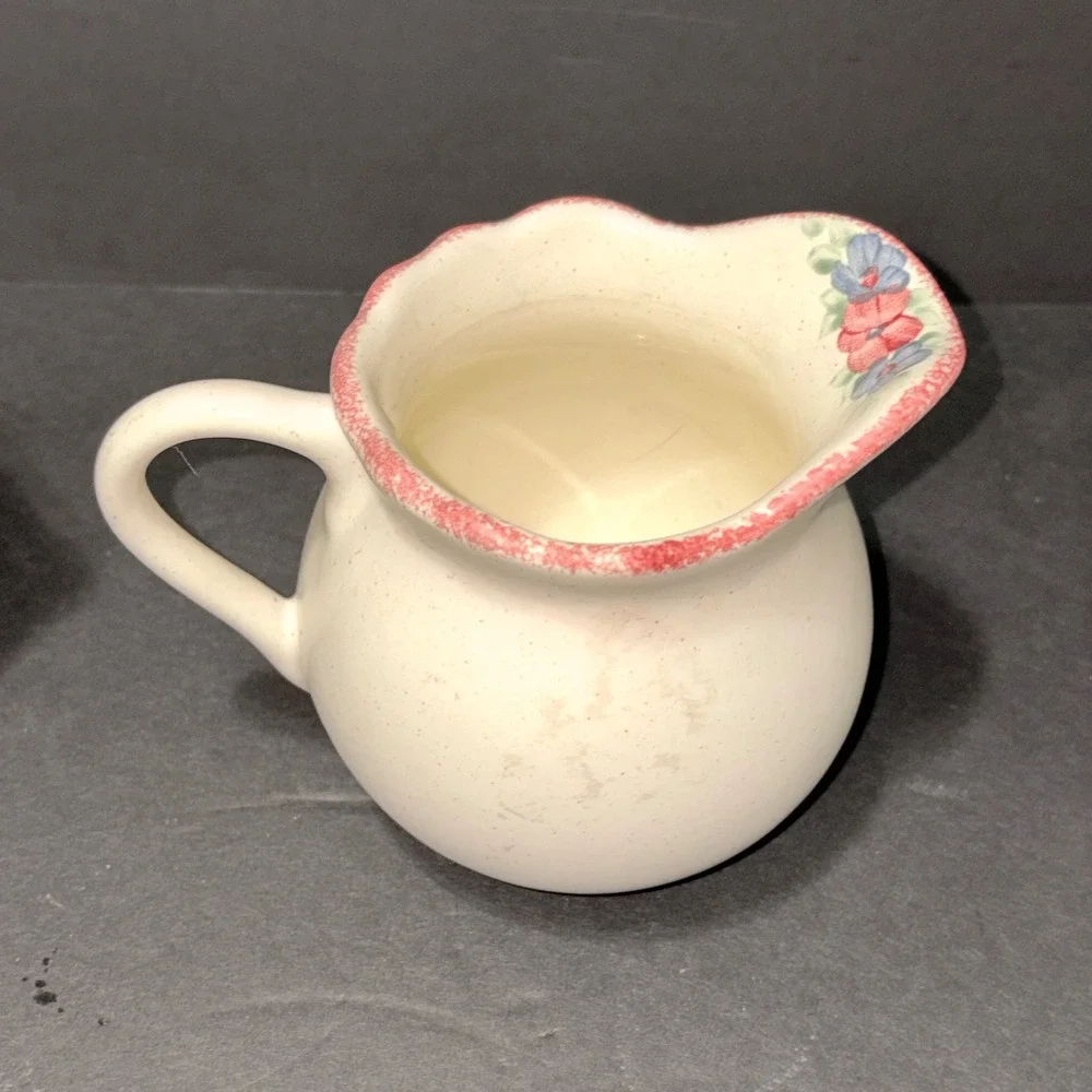 Vtg Assorted Creamer Mini Pitcher Lot Floral Stoneware Ceramic 6 Pc Collection